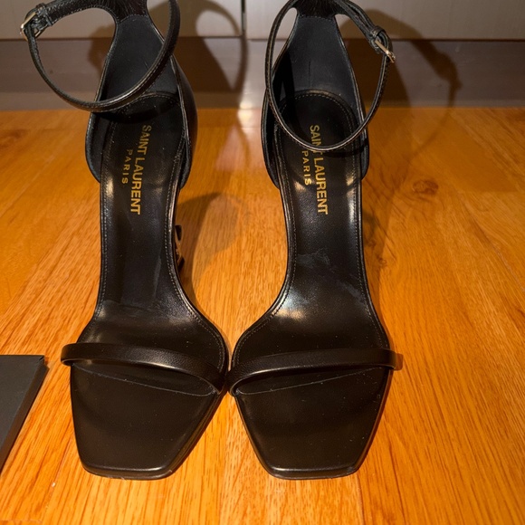 Saint Laurent YSL Logo Heel Sandals in Black WILLING TO NEGOTIATE - Picture 2 of 6